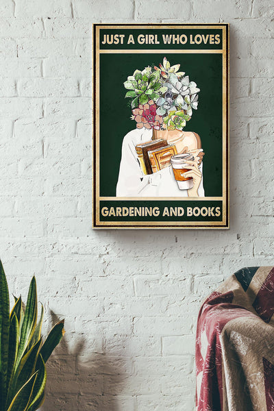 Girl Loves Gardening And Books Canvas Gallery Wrapped Canvas Framed Gift Idea