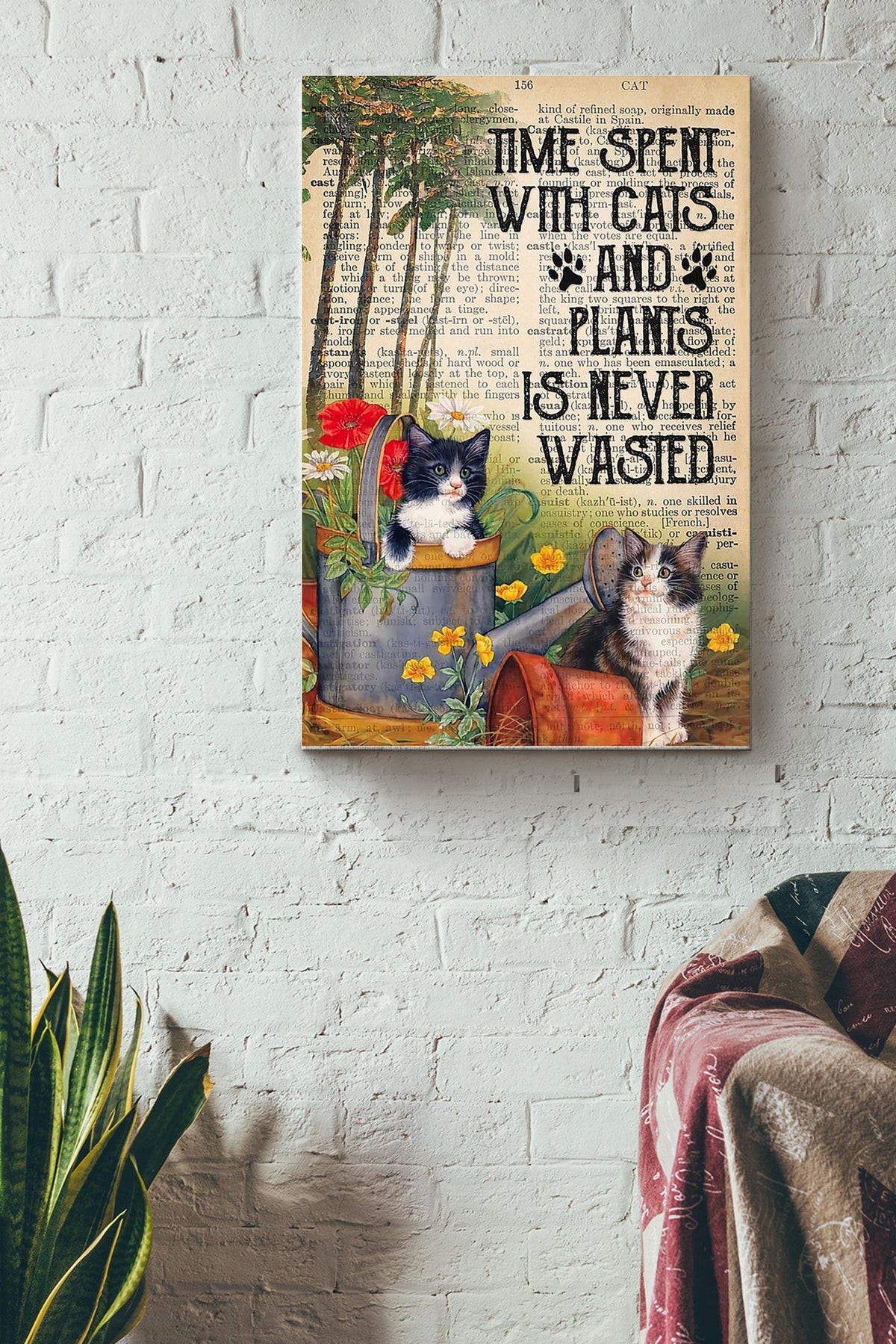 Garden Time With Cats And Plants Canvas Gallery Wrapped Canvas Framed Gift Idea