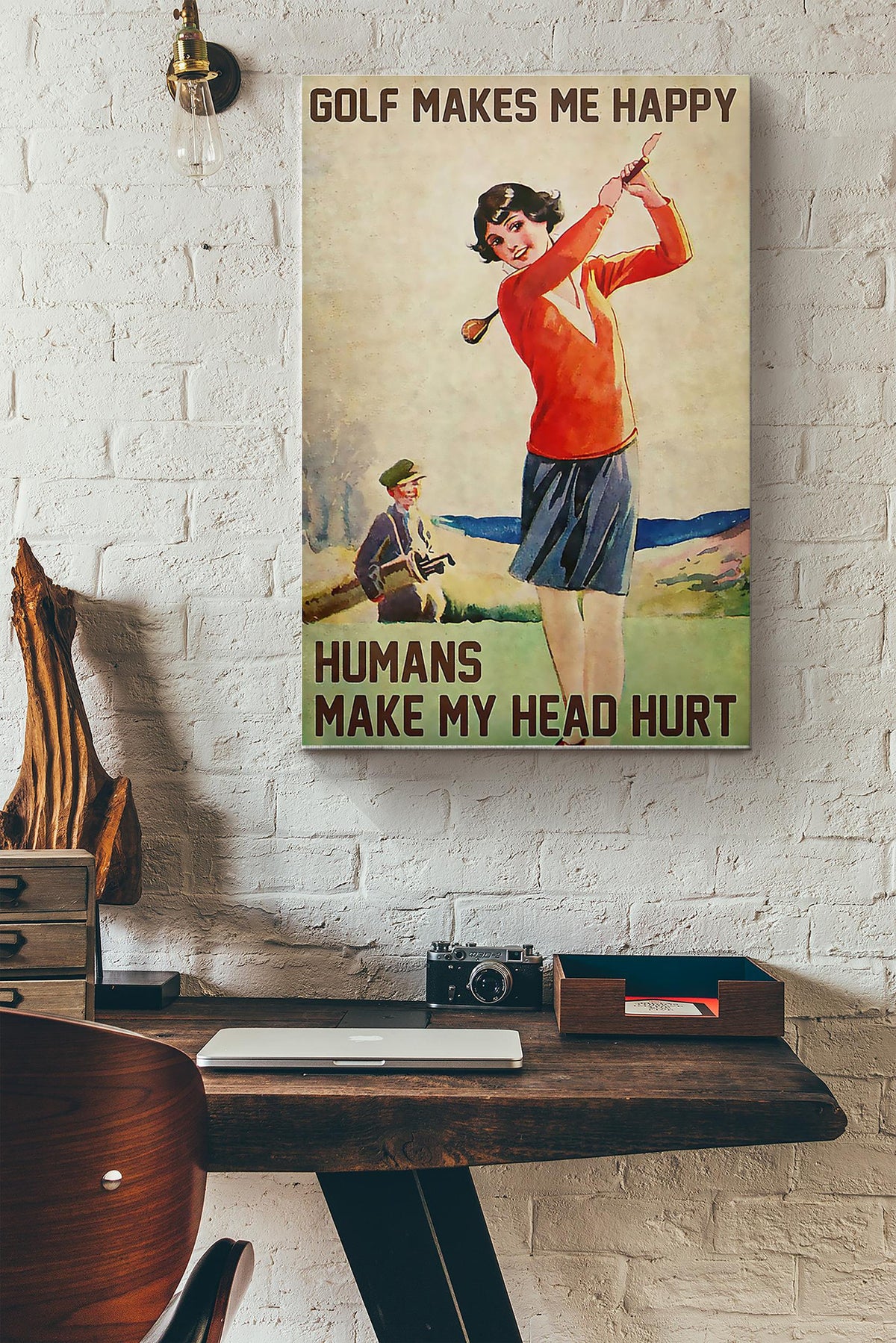Golf Makes Me Happy Canvas Gallery Wrapped Canvas Framed Gift Idea