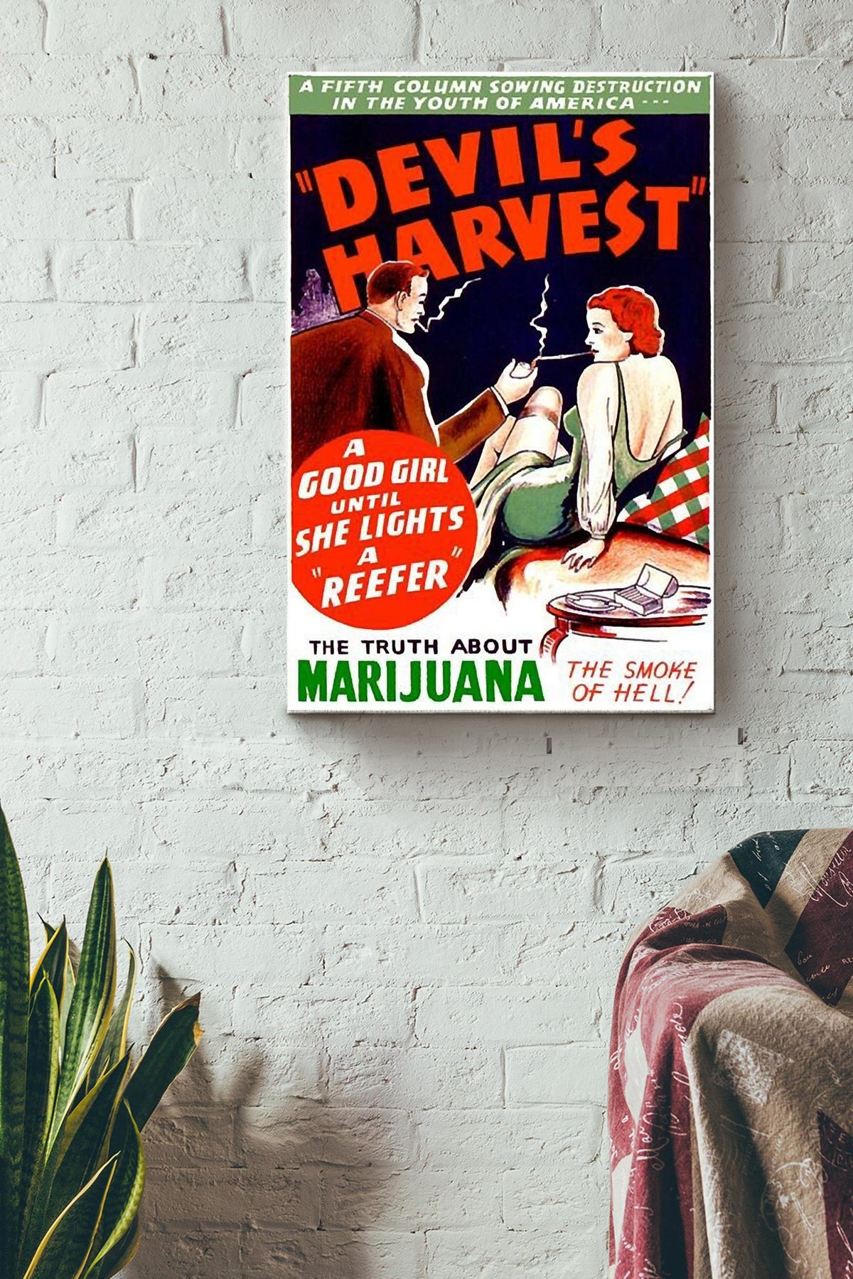 Devil Harvest A Good Girl Until She lights a reefer Poster Canvas Gallery Wrapped Canvas Framed Gift Idea