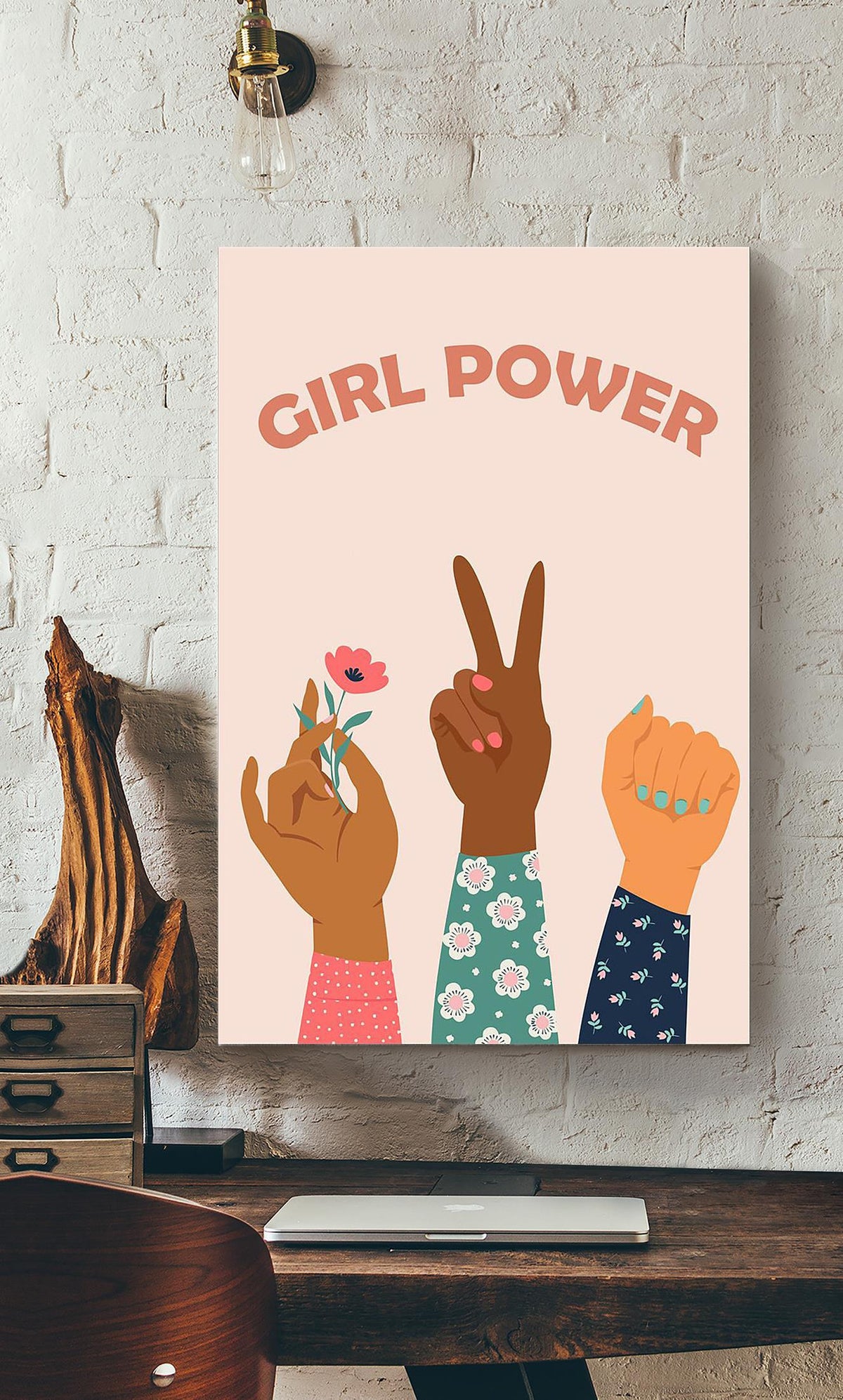 Girl Power Equality Wall Art For Classroom Kids Room Decor Canvas Gallery Wrapped Canvas Framed Gift Idea Framed Prints, Canvas
