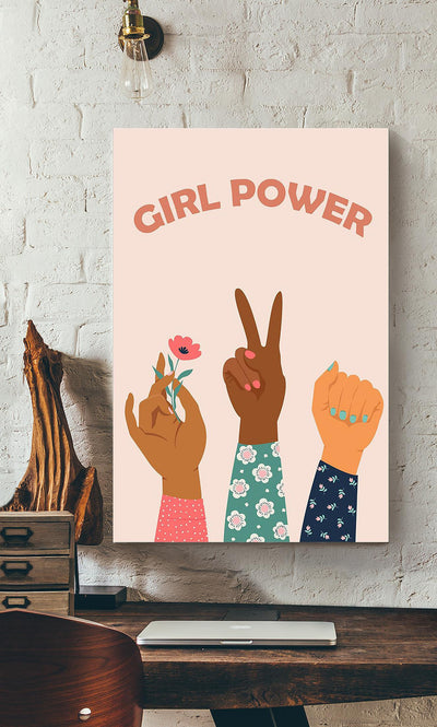 Girl Power Equality Wall Art For Classroom Kids Room Decor Canvas Gallery Wrapped Canvas Framed Gift Idea Framed Prints, Canvas