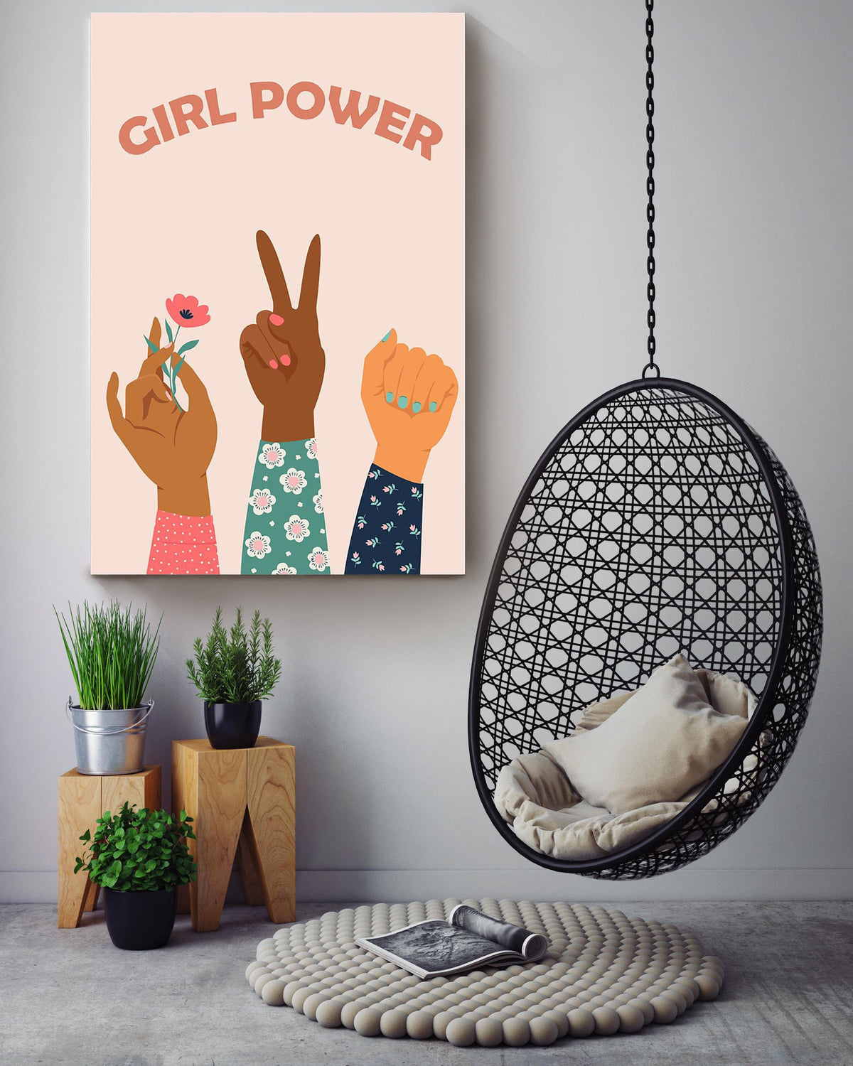Girl Power Equality Wall Art For Classroom Kids Room Decor Canvas Gallery Wrapped Canvas Framed Gift Idea Framed Prints, Canvas