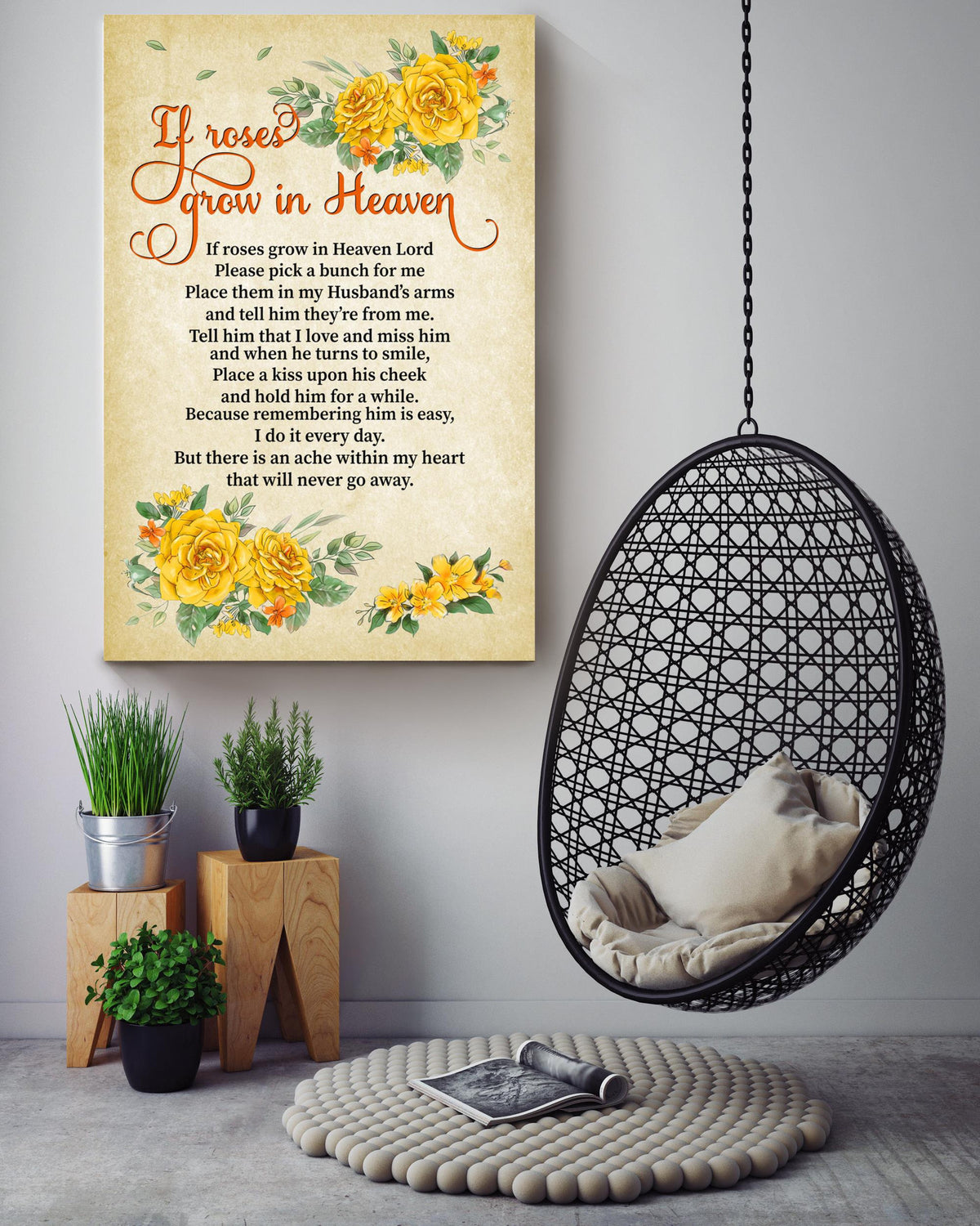 If Roses Grow In Heaven Memorial Quote Wall Art Gift For Christant Memorial Day Canvas Framed Prints, Canvas