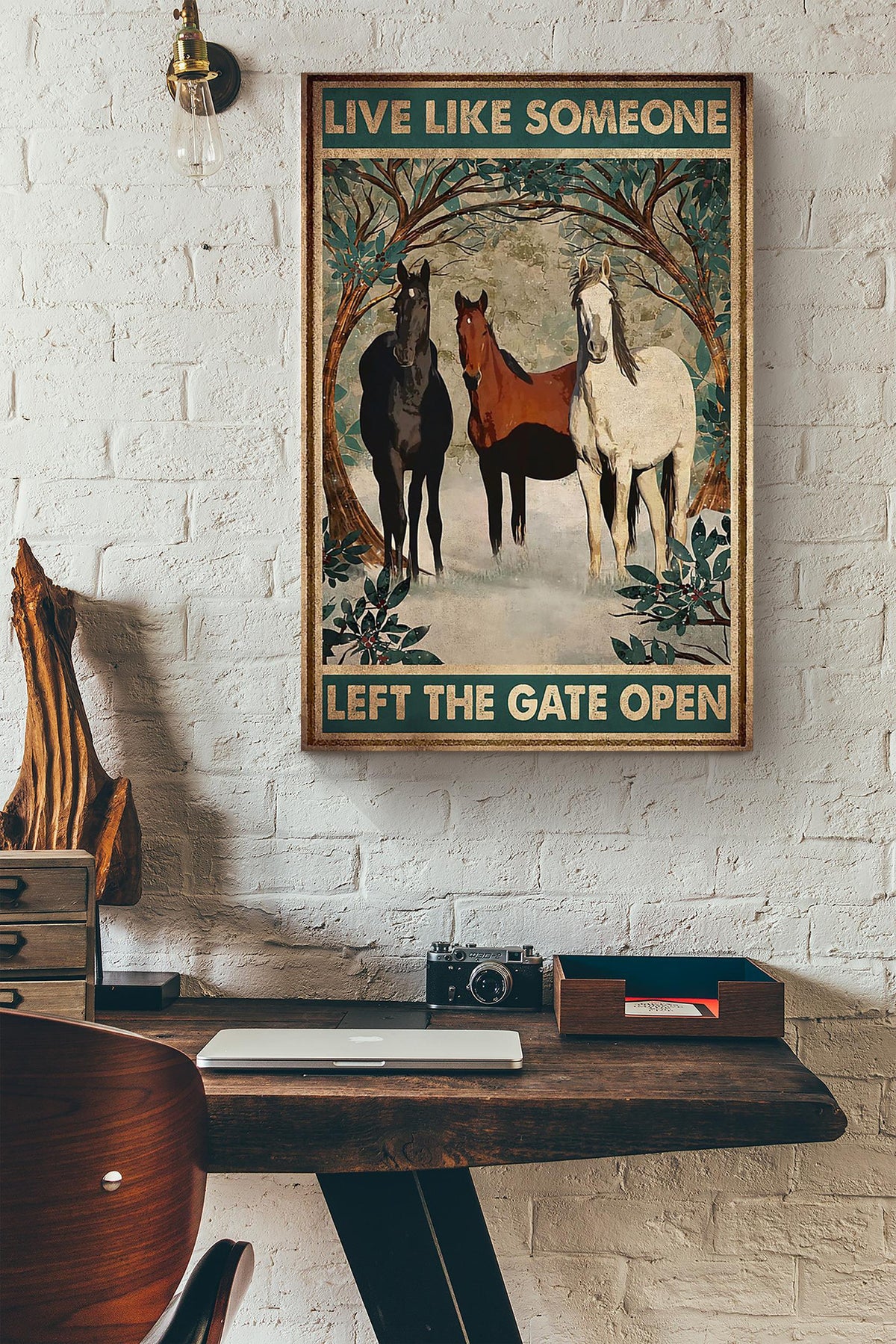 Live Like Someone Left The Gate Open Poster Horse Riding Wall Art Cowgirl Cowboy Gift Canvas Framed Prints, Canvas