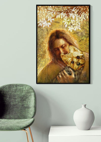 Jesus And Australia Silky Terrier Dog God Wall Art For Home Decor Gift For Dog Lovers Christian Canvas Gallery Wrapped Canvas Framed Gift Idea Framed Prints, Canvas
