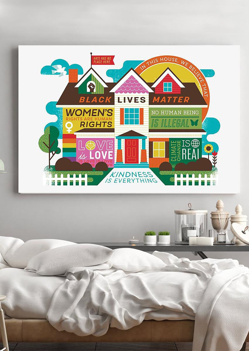 In This House We Believe Teacher Wall Art Gift For Teacher Tutor Framed Prints, Canvas