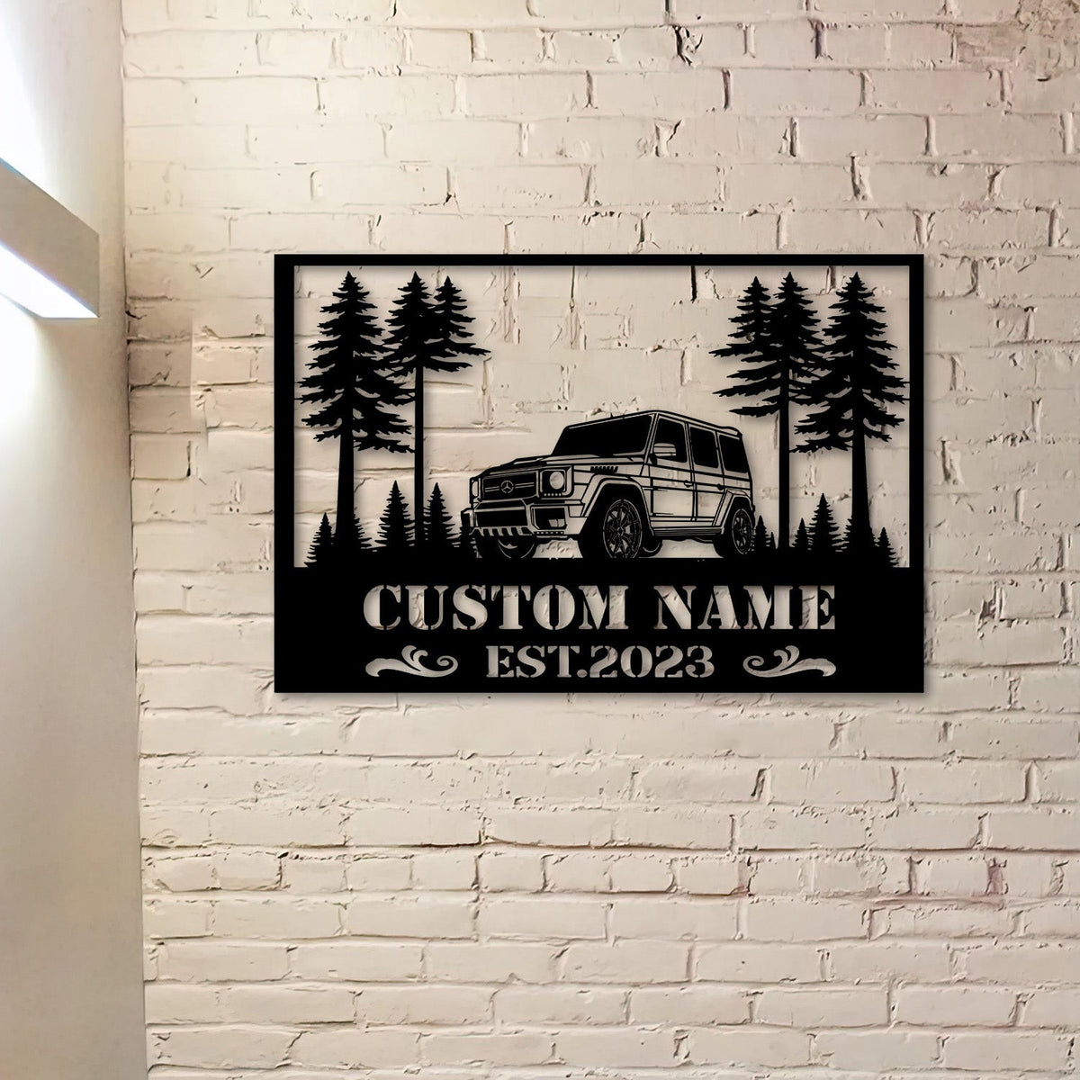 Mercedes G Class Metal Sign, Personalized Garage Sign Custom Name EST, SUV Metal Wall Art Gift for Men Dad Husband