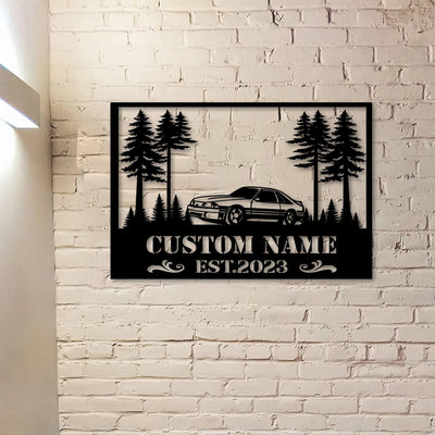 Ford Mustang Fox Body Metal Sign, Custom Name Garage Sign EST, Muscle Car Metal Wall Art Gift for Men Dad Husband