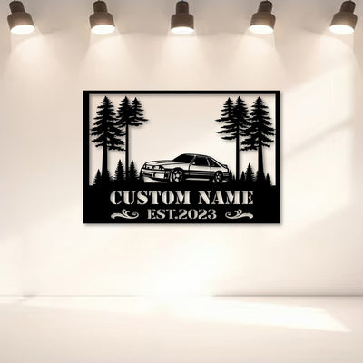 Ford Mustang Fox Body Metal Sign, Custom Name Garage Sign EST, Muscle Car Metal Wall Art Gift for Men Dad Husband