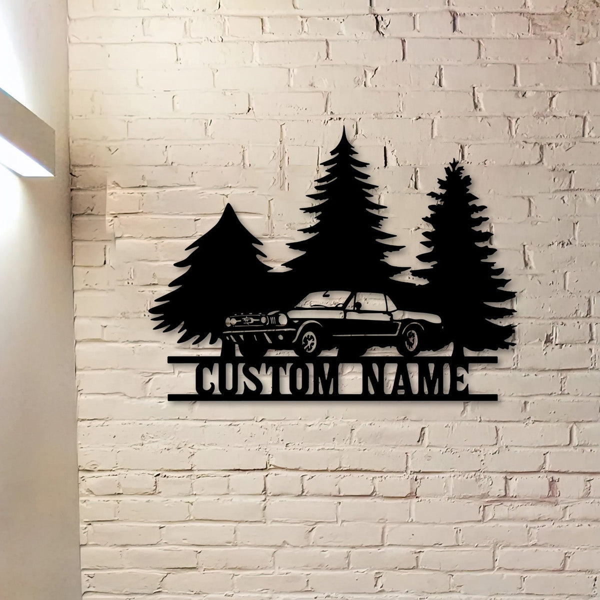 1968 Ford Mustang Metal Sign, Classic Car Forest Garage Sign, Personalized Mustang Wall Art, Gift for Dad Husband