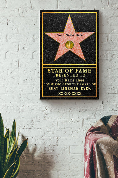 Pesonalized Star Of Fame For Lineman Gift For Father Lineman Canvas