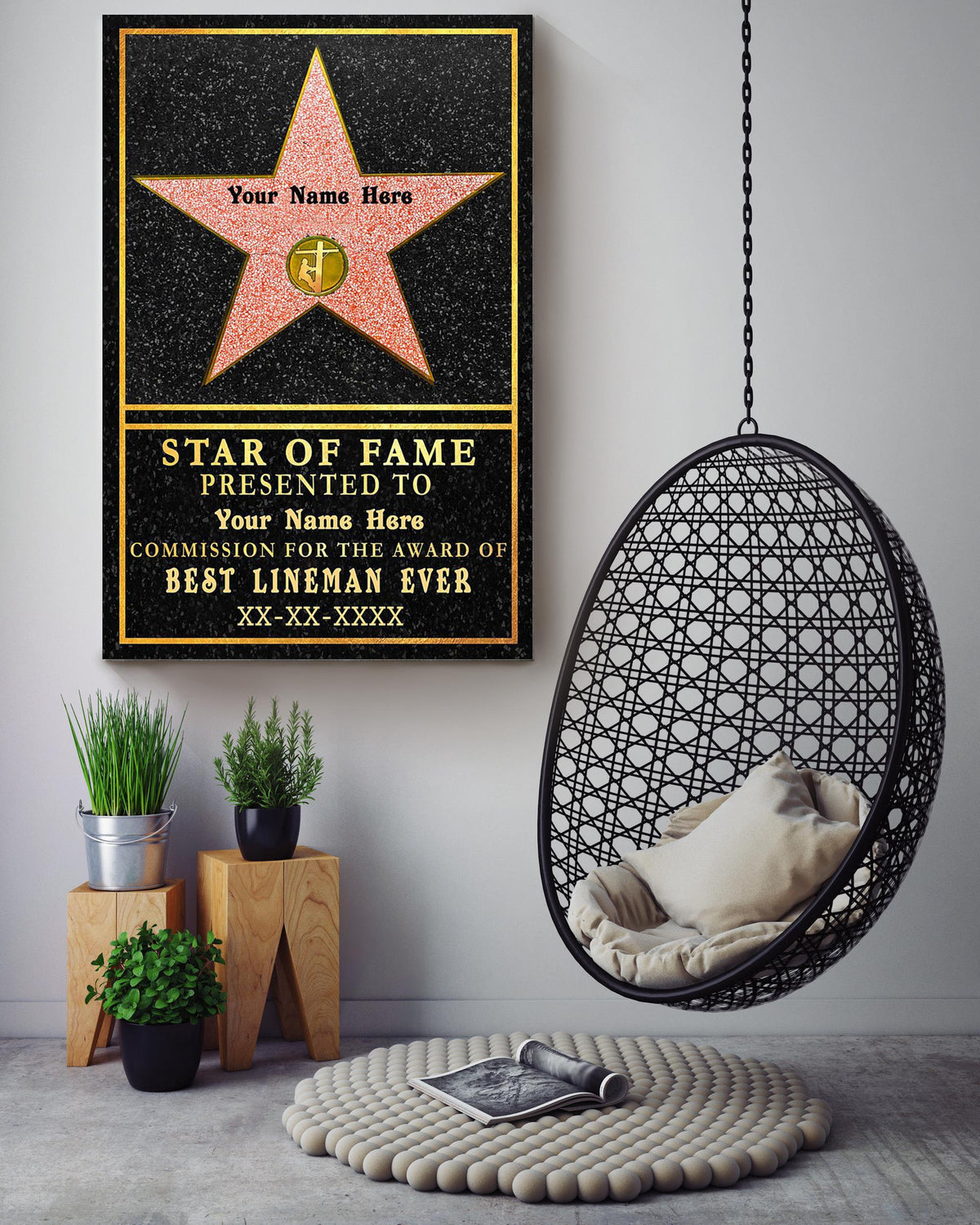 Pesonalized Star Of Fame For Lineman Gift For Father Lineman Canvas