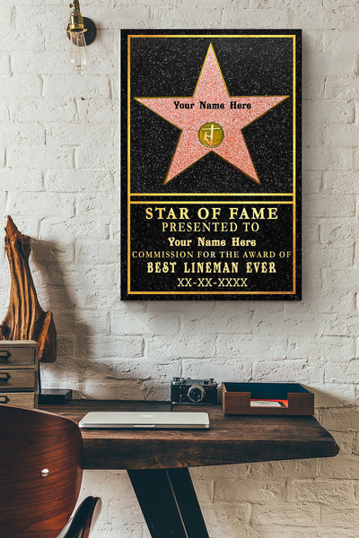 Pesonalized Star Of Fame For Lineman Gift For Father Lineman Canvas