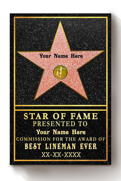 Pesonalized Star Of Fame For Lineman Gift For Father Lineman Canvas