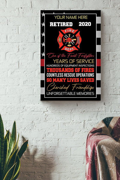 Personalized Certified For Fireman Volunteer Firefighter Retired Memorial Our Heros Canvas
