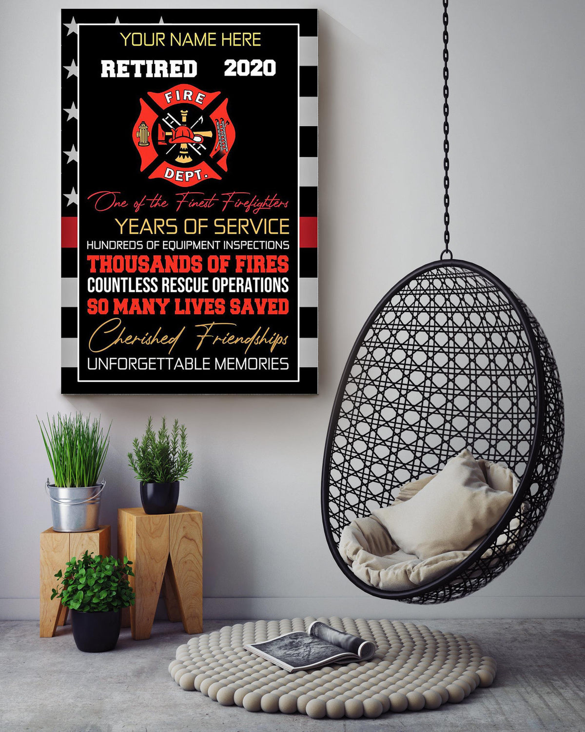 Personalized Certified For Fireman Volunteer Firefighter Retired Memorial Our Heros Canvas