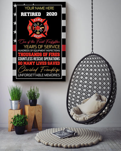 Personalized Certified For Fireman Volunteer Firefighter Retired Memorial Our Heros Canvas