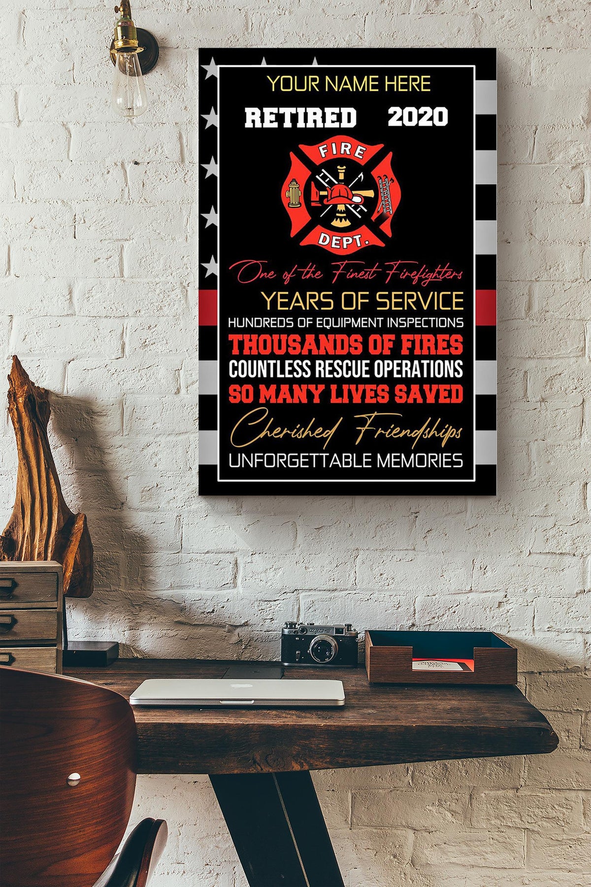 Personalized Certified For Fireman Volunteer Firefighter Retired Memorial Our Heros Canvas