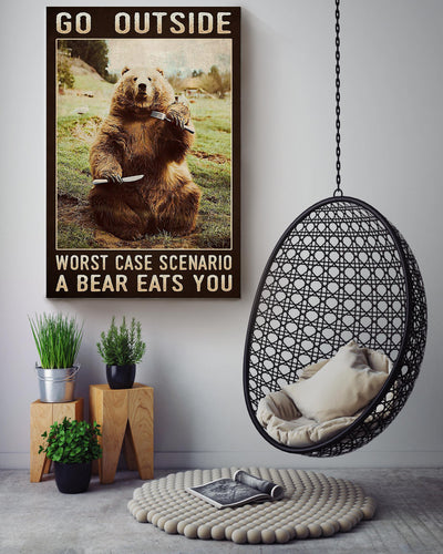 Outside Camping Funny Quote Bear Eats You Gift For Camping Lover Canvas