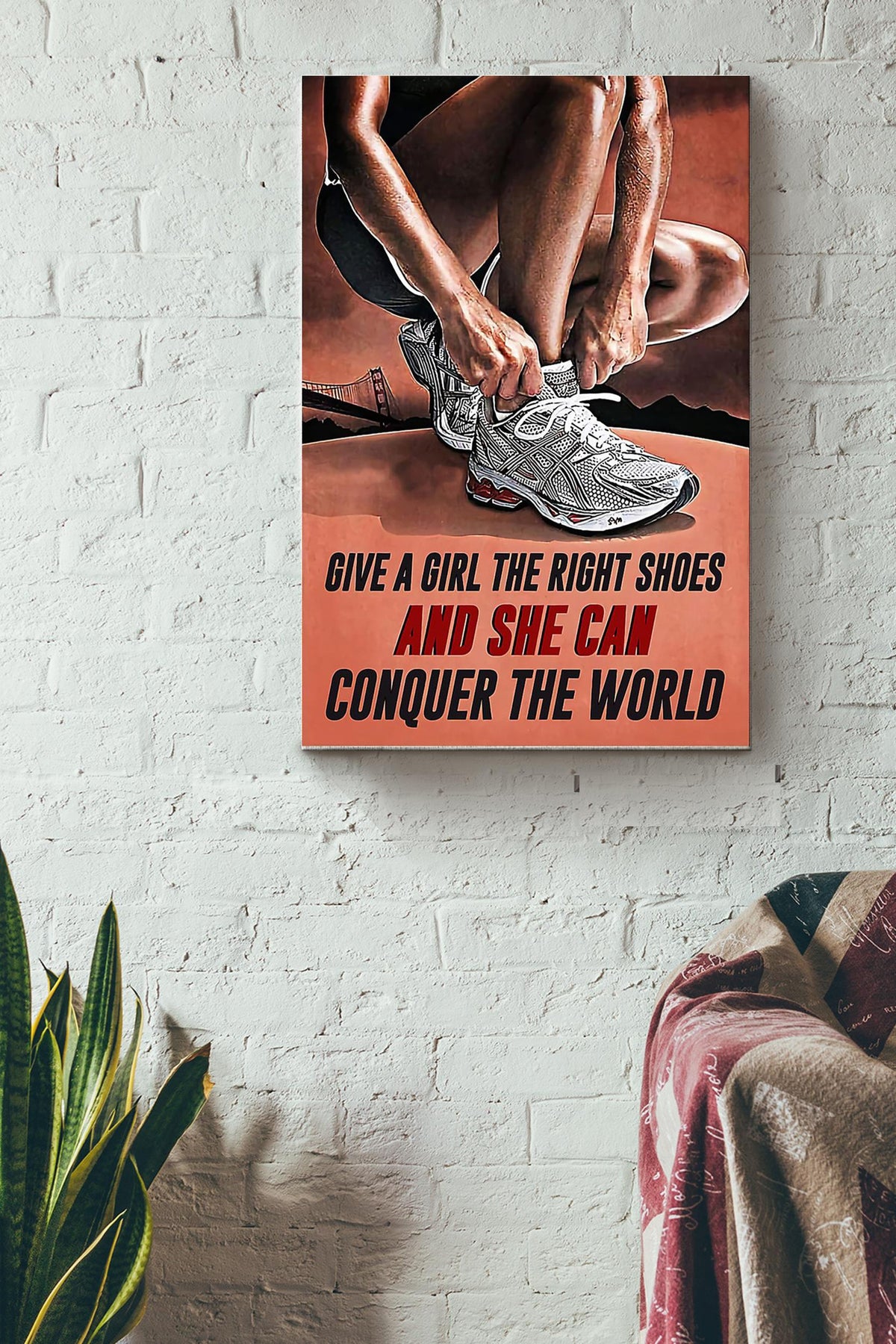Running - Give A Girl The Right Shoes Canvas Gallery Wrapped Canvas Framed Gift Idea