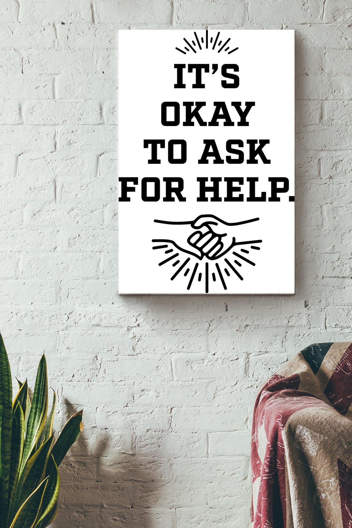 It's Okey To Ask For Help Therapy Worker Poster Canvas Gallery Wrapped Canvas Framed Gift Idea