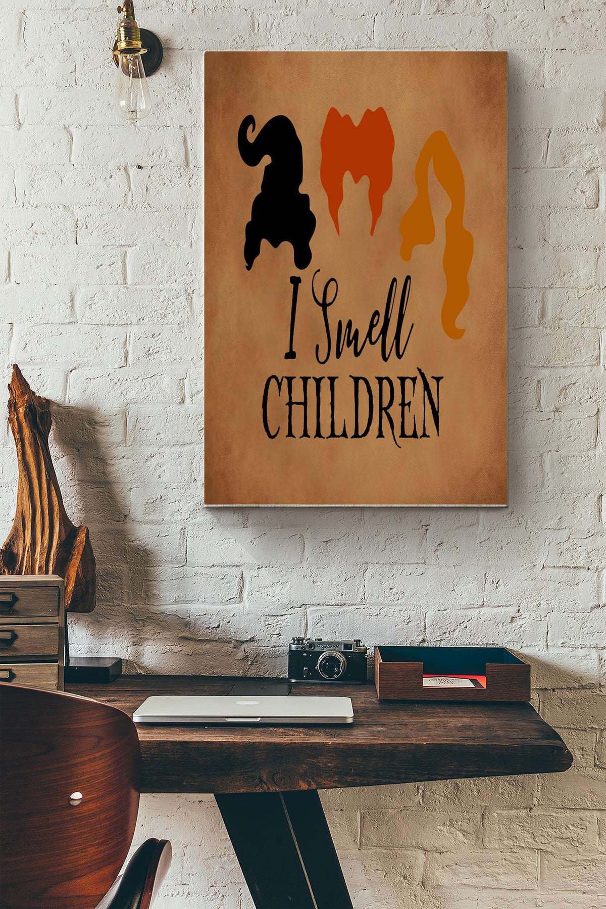 I Smell Chidren Poster - Witch Wall Art - Gift For Home Decor Funny Housewarming Gift Halloween Decor Kids Canvas Gallery Wrapped Canvas Framed Gift Idea Framed Prints, Canvas