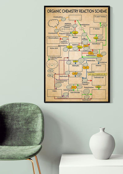 Organic Chemistry Reaction Scheme Science Knowledge For Homeschool Home Decor Canvas
