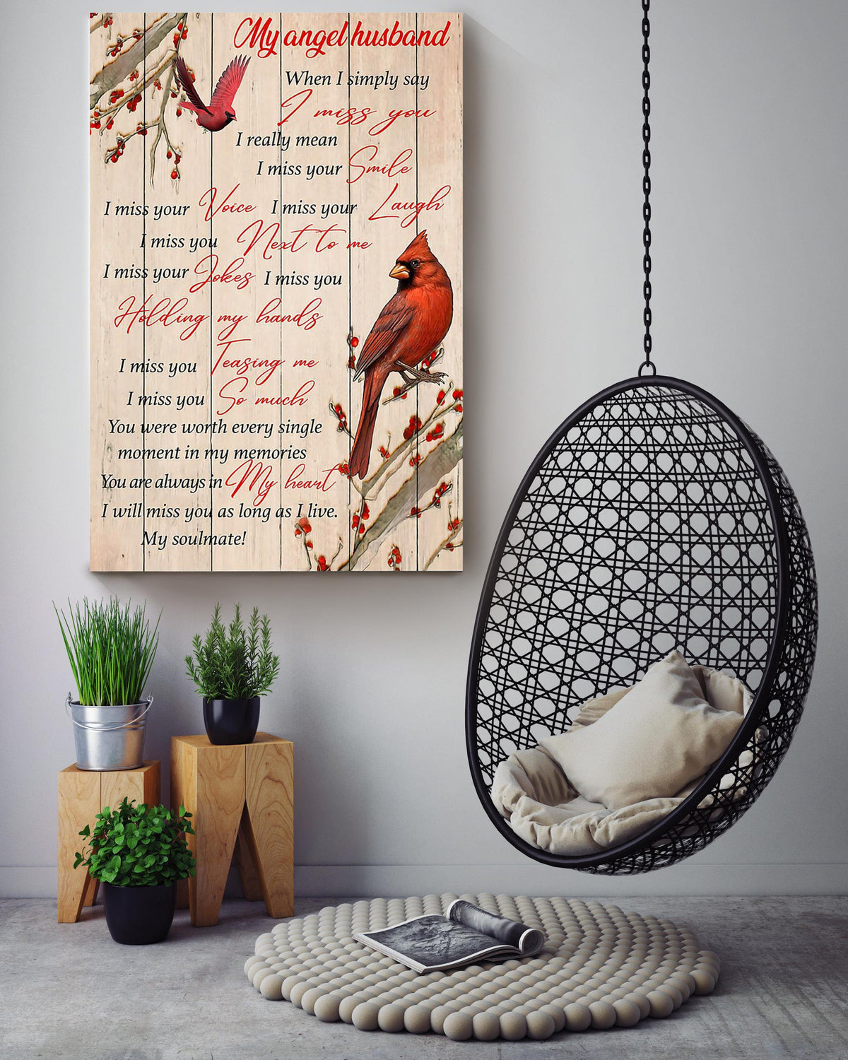 My Angel Husband Soulmate Message Wall Art For Husband Couple Valentine Day Canvas Gallery Wrapped Canvas Framed Gift Idea Framed Prints, Canvas
