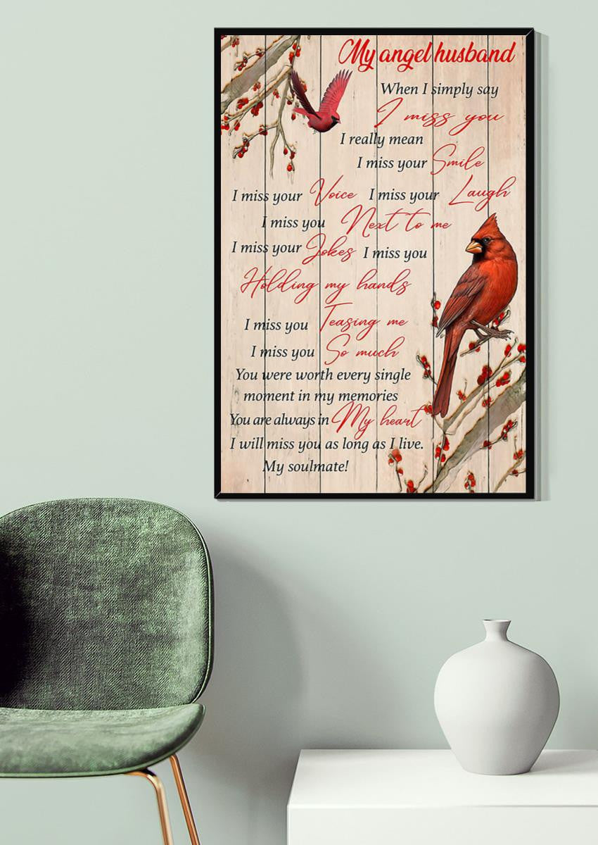 My Angel Husband Soulmate Message Wall Art For Husband Couple Valentine Day Canvas Gallery Wrapped Canvas Framed Gift Idea Framed Prints, Canvas