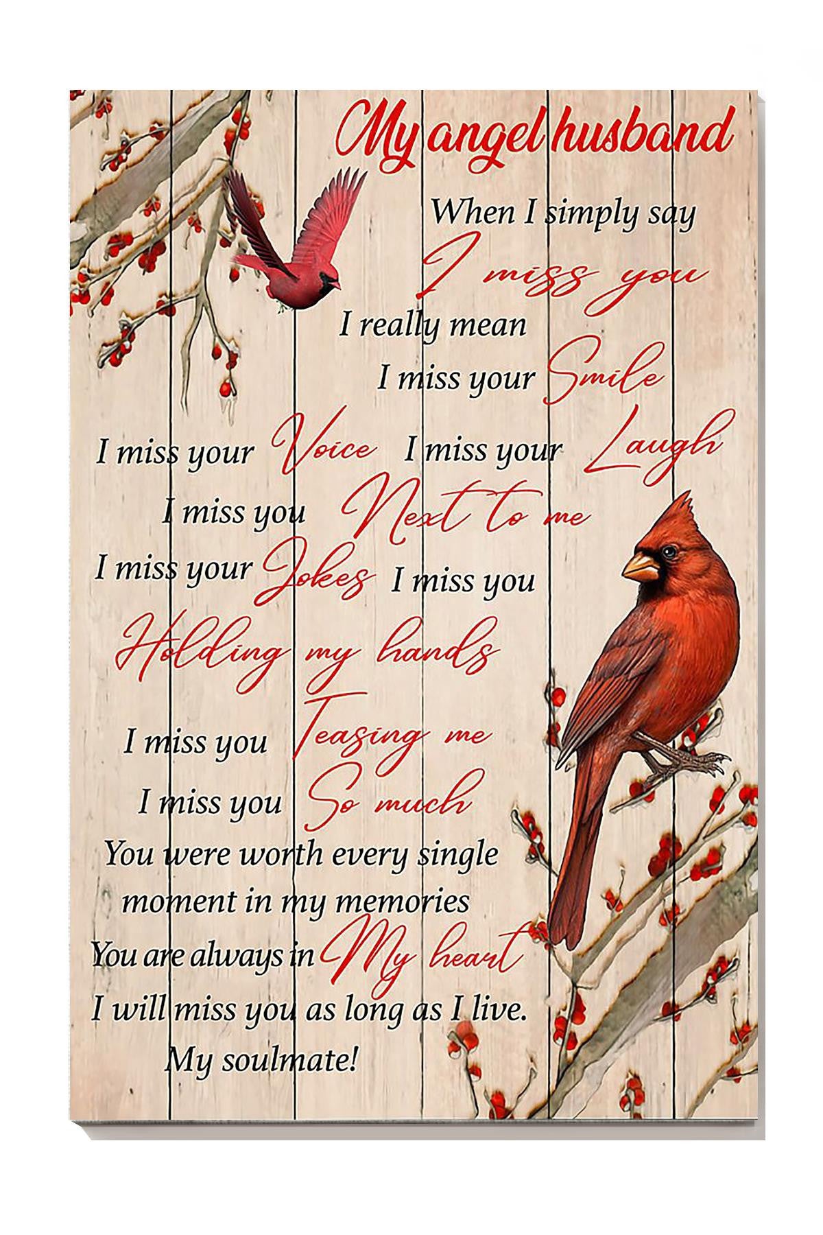 My Angel Husband Soulmate Message Wall Art For Husband Couple Valentine Day Canvas Gallery Wrapped Canvas Framed Gift Idea Framed Prints, Canvas