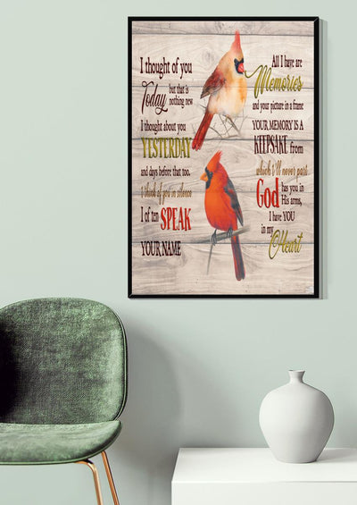 I Thought Of You Today Memorial Quote Wall Art Gift For Christant Memorial Day Canvas Framed Prints, Canvas