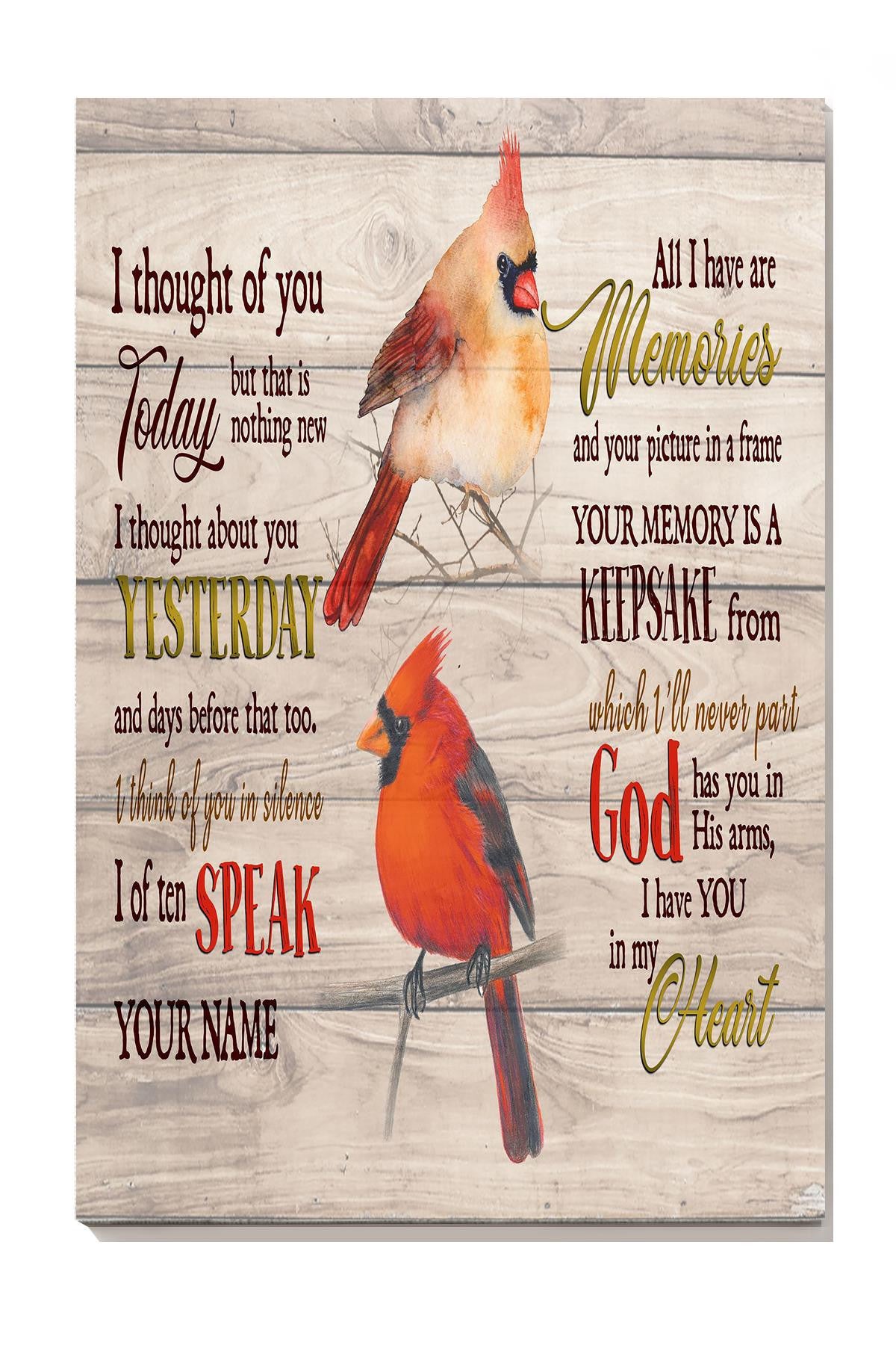 I Thought Of You Today Memorial Quote Wall Art Gift For Christant Memorial Day Canvas Framed Prints, Canvas
