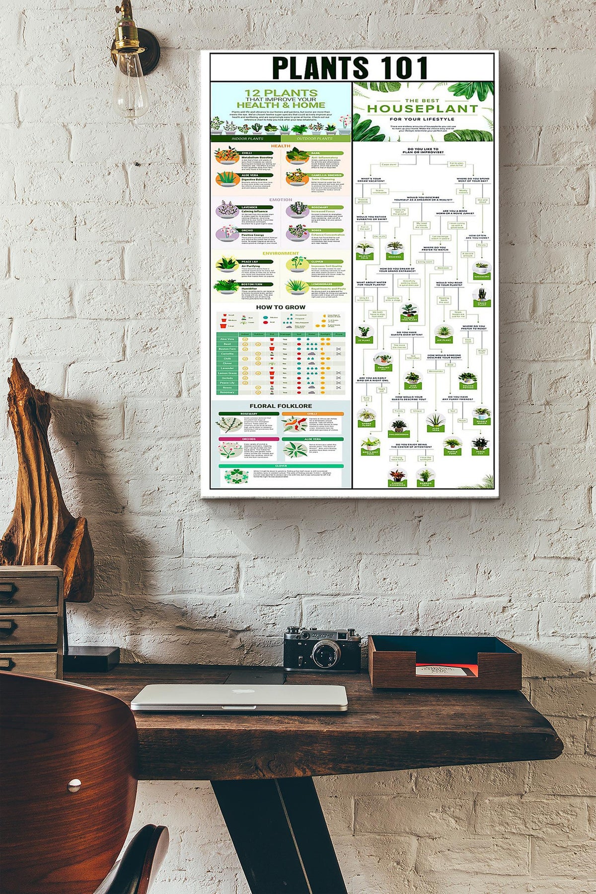 Plants 101 Gardening Poster Canvas Gallery Wrapped Canvas Framed Gift Idea