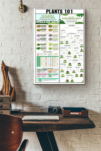 Plants 101 Gardening Poster Canvas Gallery Wrapped Canvas Framed Gift Idea