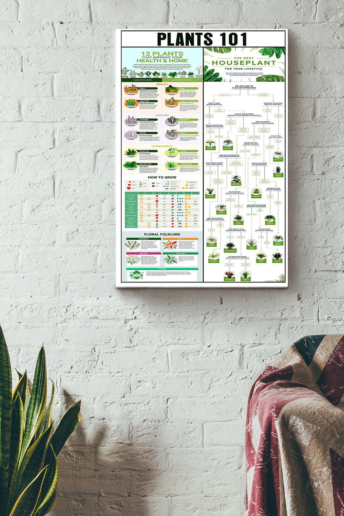 Plants 101 Gardening Poster Canvas Gallery Wrapped Canvas Framed Gift Idea