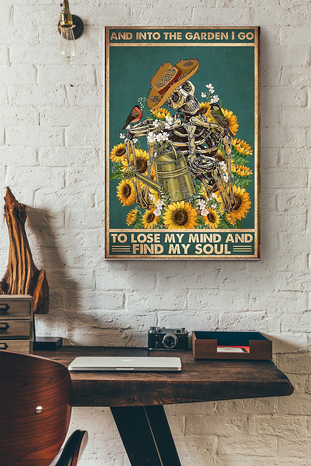 Into The Garden I Go To Lose My Mind And Find My Soul Gardening Sunflower Poster Canvas Gallery Wrapped Canvas Framed Gift Idea