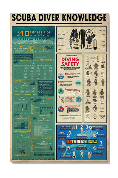 Scuba Diving Knowledge Scuba Diving Wall Art Scuba Diver Gift For Home Decor Canvas Framed Prints, Canvas