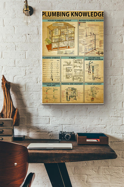 Plumbing Knowledge Poster Canvas Gallery Wrapped Canvas Framed Gift Idea