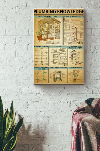 Plumbing Knowledge Poster Canvas Gallery Wrapped Canvas Framed Gift Idea