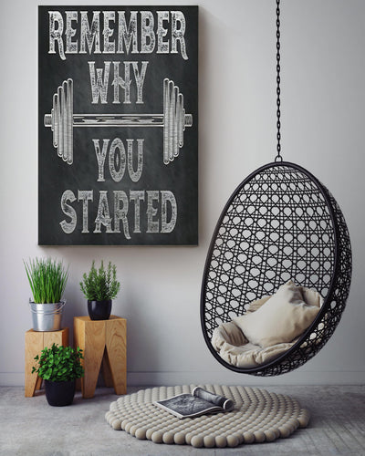 Remember Why You Started Sport Wall Art Gift For Weightlifter Gymer Pt Canvas Framed Prints, Canvas