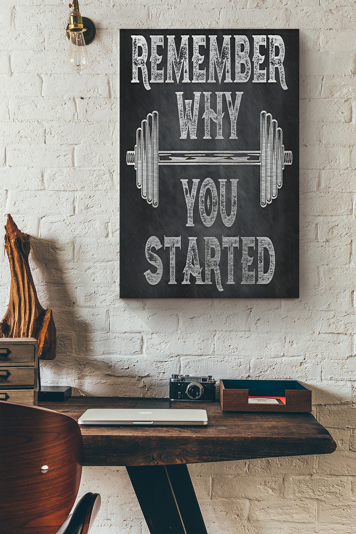 Remember Why You Started Sport Wall Art Gift For Weightlifter Gymer Pt Canvas Framed Prints, Canvas