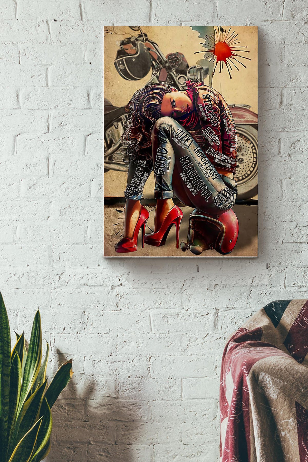 Motorcycle Girl Characteristics Canvas Gallery Wrapped Canvas Framed Gift Idea