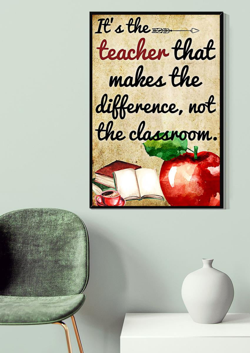 Its The Teacher That Make The Difference, Not The Classroom Canvas Gallery Wrapped Canvas Framed Gift Idea