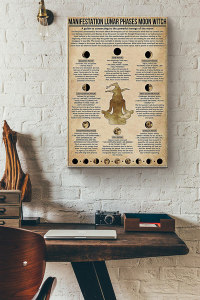 Manifestation Lunar Phases Moon Witch Poster Canvas Gallery Wrapped Canvas Framed Gift Idea