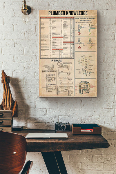 Plumber Knowledge Basic Information Poster - Houseware Knowledge Wall Art - Gift For Engineer Houseware Repair Shop Inventor Canvas Gallery Wrapped Canvas Framed Gift Idea Framed Prints, Canvas