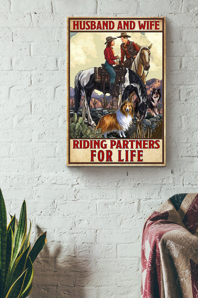 Riding Partners For Life Cowgirl Canvas Gallery Wrapped Canvas Framed Gift Idea