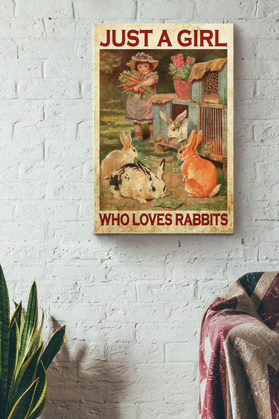 Just A Girl Who Loves Rabbits Poster Canvas Gallery Wrapped Canvas Framed Gift Idea