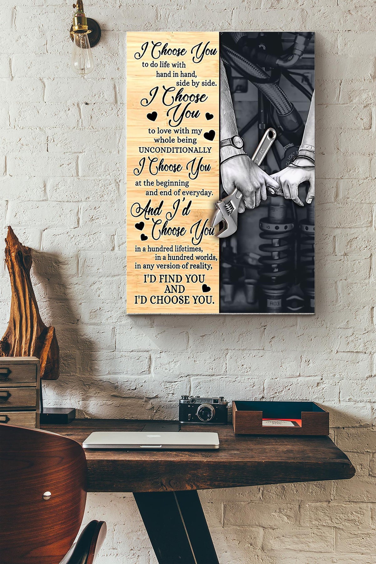 Mechanic Couple I Choose You Vow Poster Mechanical Engineer Wall Art Canvas Gift For Men Him Husband Lover Wedding Anniversary Canvas Gallery Wrapped Canvas Framed Gift Idea Framed Prints, Canvas