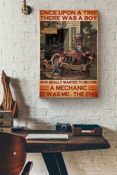 Mechanic Once Upon A Time There Was A Boy Canvas Gallery Wrapped Canvas Framed Gift Idea